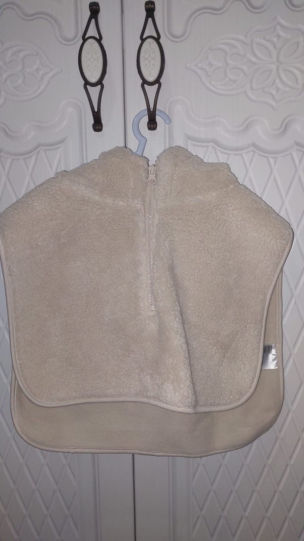 HM Unisex Kapüşonlu Fermuarlı Bej Panço 2 5 yaş uygun - Görsel 2