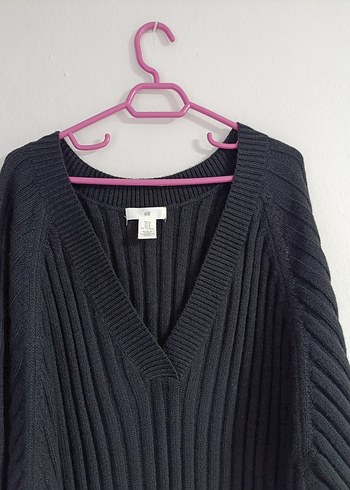 H&M V Yaka Uzun yırtmaçlı Triko Elbise - Görsel 2