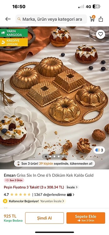 Emsan Döküm kek kalıbı