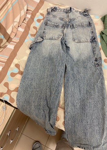 Mavi Bağcıklı Geniş Kesim Kadın Kot Pantolon - Görsel 3