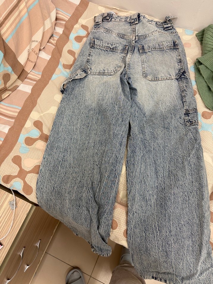 Mavi Bağcıklı Geniş Kesim Kadın Kot Pantolon - Görsel 3