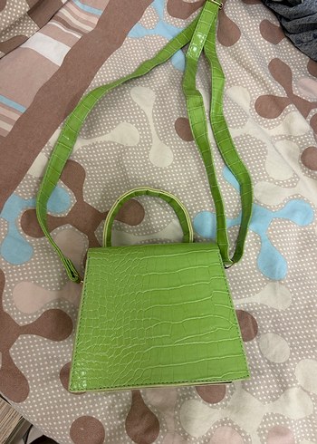 Yeşil Deri Yılan Desenli Kadın Çanta - Görsel 2