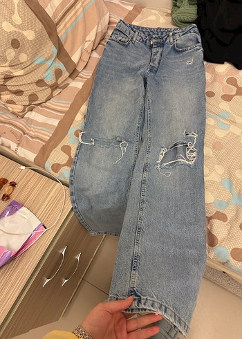 Kadın Bol Kesim Midi Boy Kot Pantolon - Görsel 3