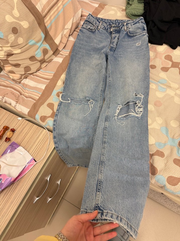 Kadın Bol Kesim Midi Boy Kot Pantolon - Görsel 2