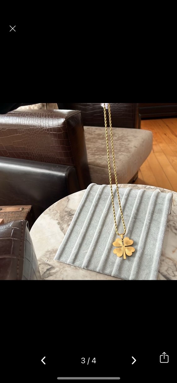 Uzun Zincirli Altın Yonca Kolye - Görsel 3