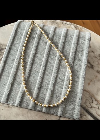 Altın Renkli Boncuklu Midi Kolye - Görsel 2