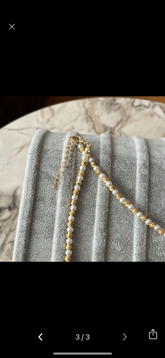 Altın Renkli Boncuklu Midi Kolye - Görsel 3