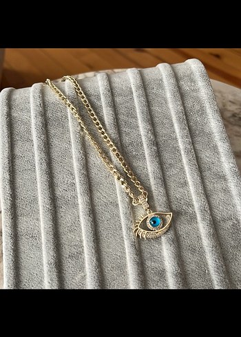 Altın Renk Mini Zincirli Göz Kolye - Görsel 2