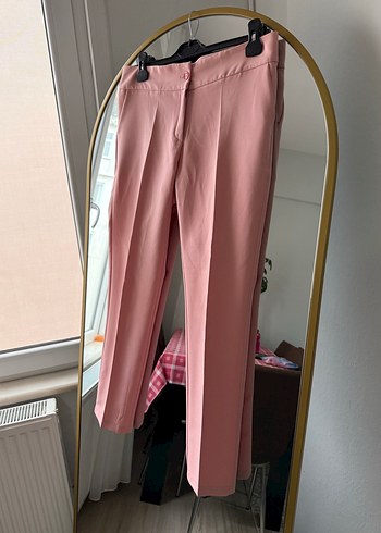 Pembe Midi Kadın Kumaş Pantolon - Görsel 6