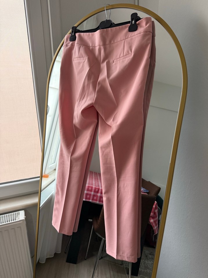 Pembe Midi Kadın Kumaş Pantolon - Görsel 5