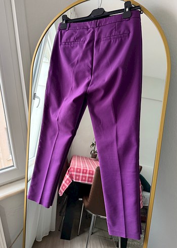 Mor Midi Kumaş Kadın Pantolon - Görsel 7