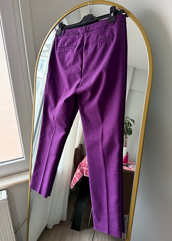 Mor Midi Kumaş Kadın Pantolon - Görsel 6