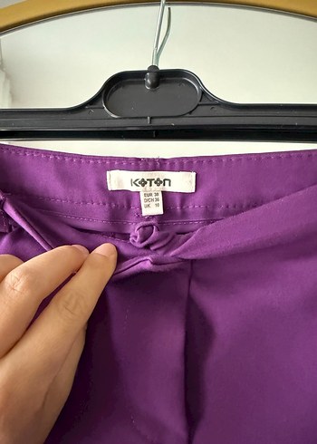 Mor Midi Kumaş Kadın Pantolon - Görsel 4