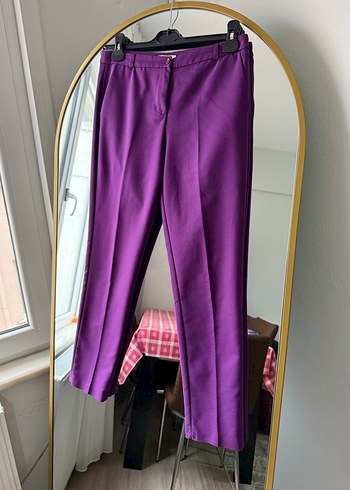 Mor Midi Kumaş Kadın Pantolon - Görsel 3