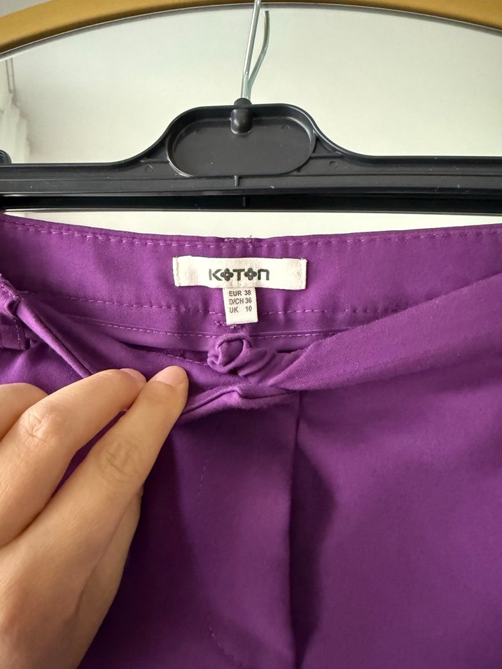 Mor Midi Kumaş Kadın Pantolon - Görsel 4