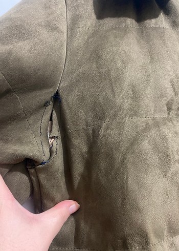 Haki Yeşil Erkek Süet Kürklü Mont - Görsel 5