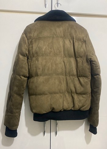 Haki Yeşil Erkek Süet Kürklü Mont - Görsel 4