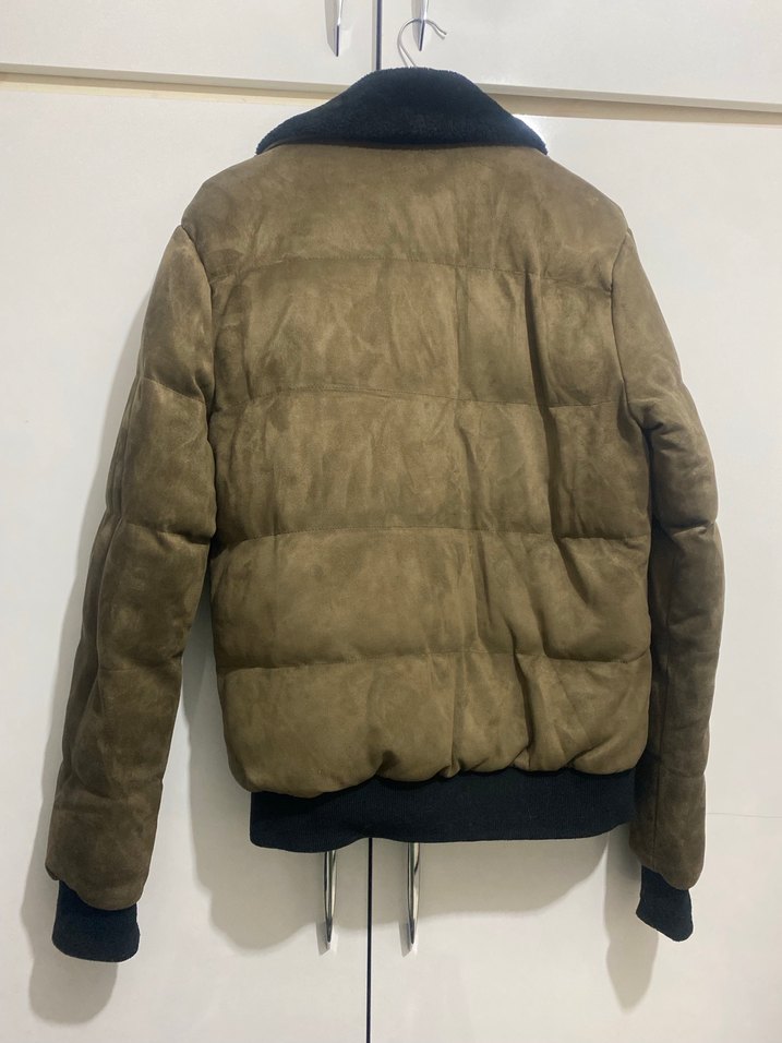 Haki Yeşil Erkek Süet Kürklü Mont - Görsel 4