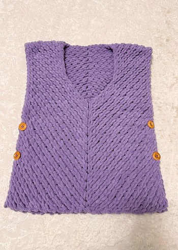 Mor Örgü Kız Yelek puffy - Görsel 3