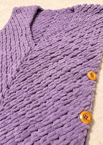 Mor Örgü Kız Yelek puffy - Görsel 2