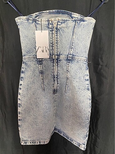 xs Beden mavi Renk Zara denim mini elbise etiketli sıfır ürün