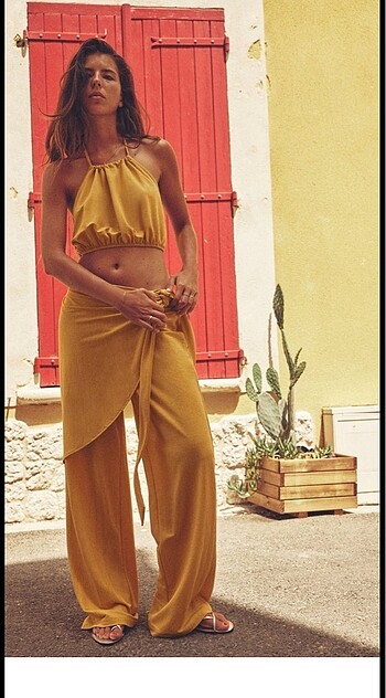 Zara sarı yazlık pantolon