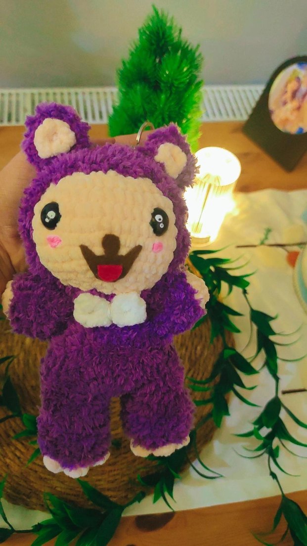 Mor Renkli Peluş Oyuncak fluffy - Görsel 3