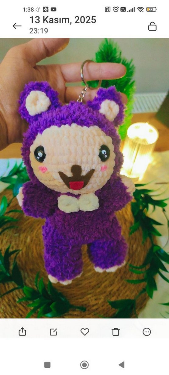 Mor Renkli Peluş Oyuncak fluffy - Görsel 4