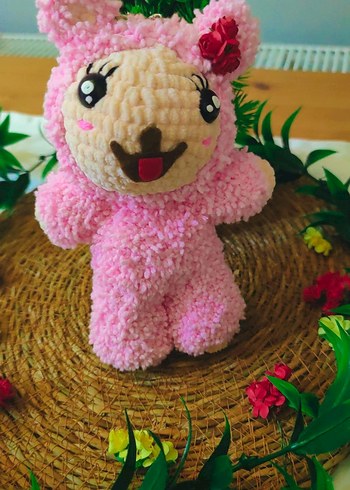 Pembe Renkli Peluş fluffy anahtarlık - Görsel 2