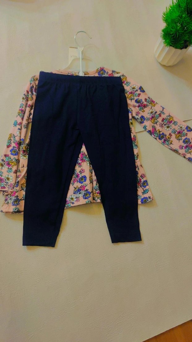 Uzun Kollu Desenli Pembe Bebek Takımı - Görsel 2