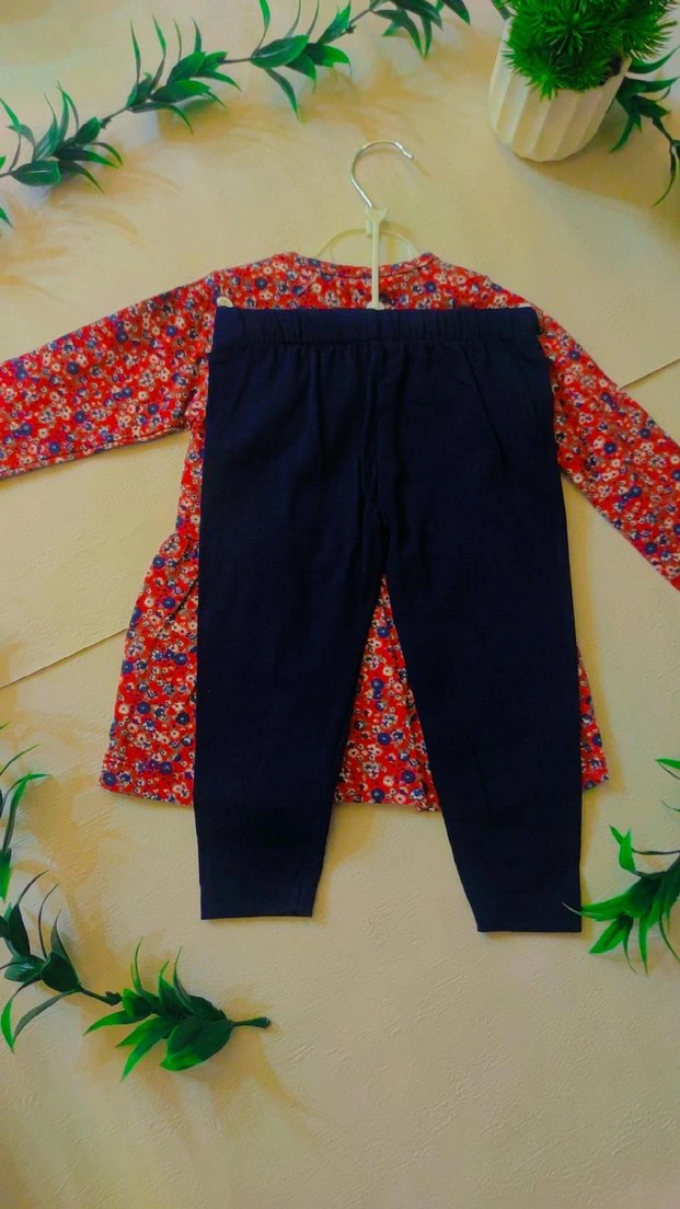 Çiçekli Uzun Kollu Bebek Kız Takımı - Görsel 2