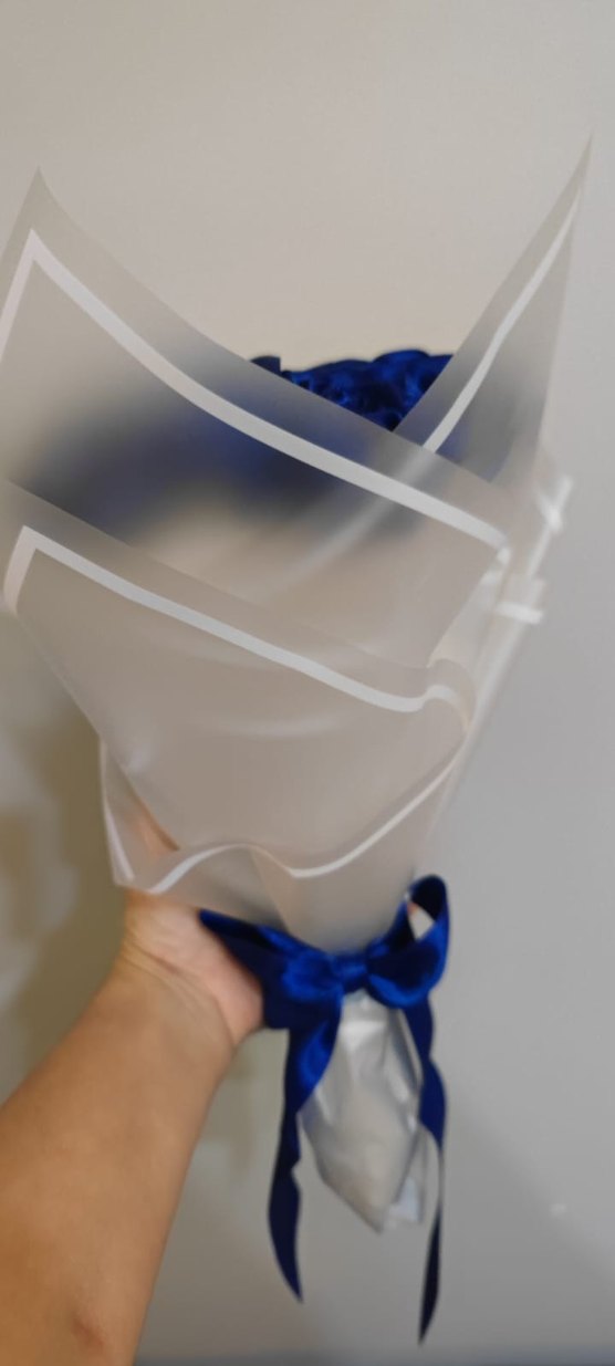 Lacivert Çiçekli Kadın Broş Kurdeleli - Görsel 3