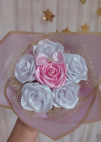 Pembe Kurdeleli Bohem Gelin Buketi - Görsel 5