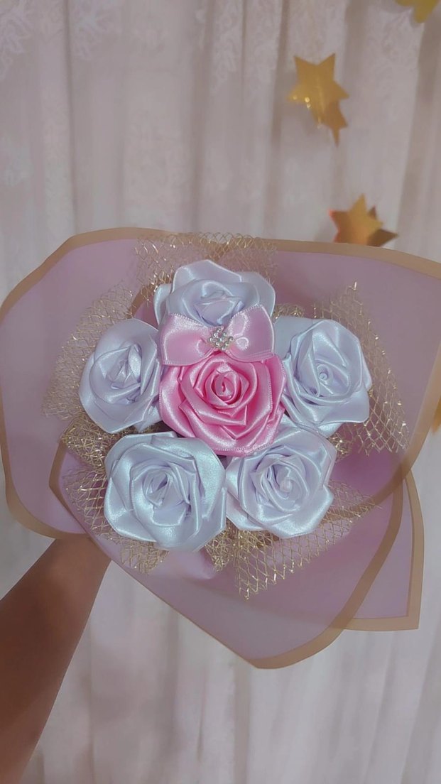 Pembe Kurdeleli Bohem Gelin Buketi - Görsel 2