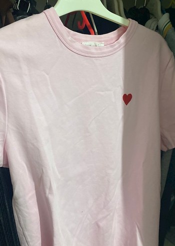 Pembe Pamuklu Kısa Kollu Tişört - Görsel 7