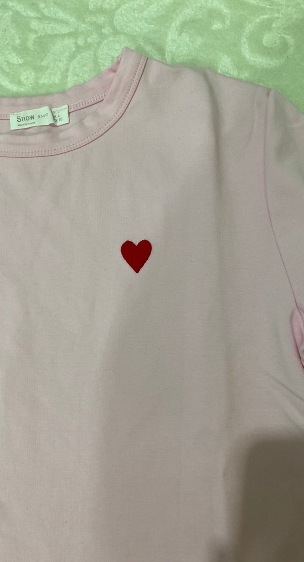 Pembe Pamuklu Kısa Kollu Tişört - Görsel 4