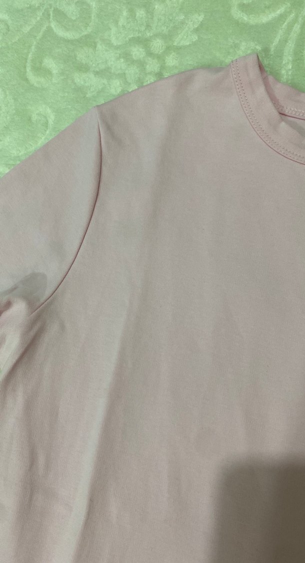 Pembe Pamuklu Kısa Kollu Tişört - Görsel 5