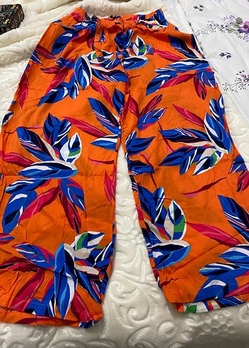 Renkli Bağlama Desenli Bol Kesim Kadın Pantolon - Görsel 2