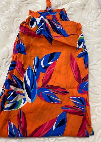 Renkli Bağlama Desenli Bol Kesim Kadın Pantolon - Görsel 3