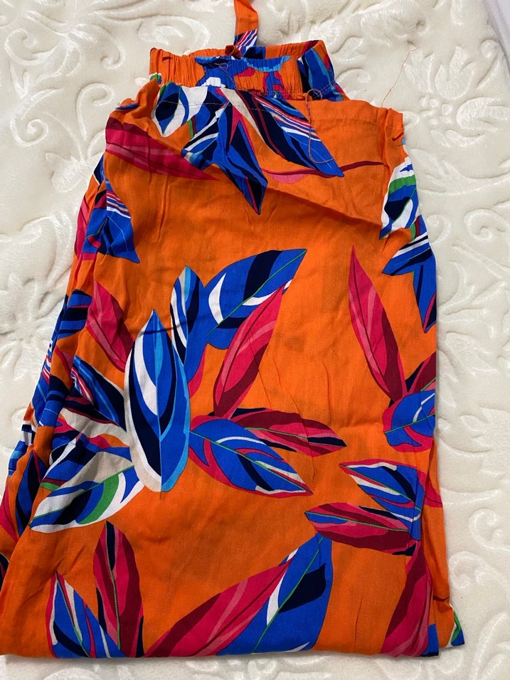 Renkli Bağlama Desenli Bol Kesim Kadın Pantolon - Görsel 3