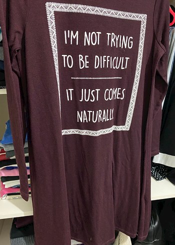 Bordo Baskılı Hamile Uzun Kollu Tişört - Görsel 2