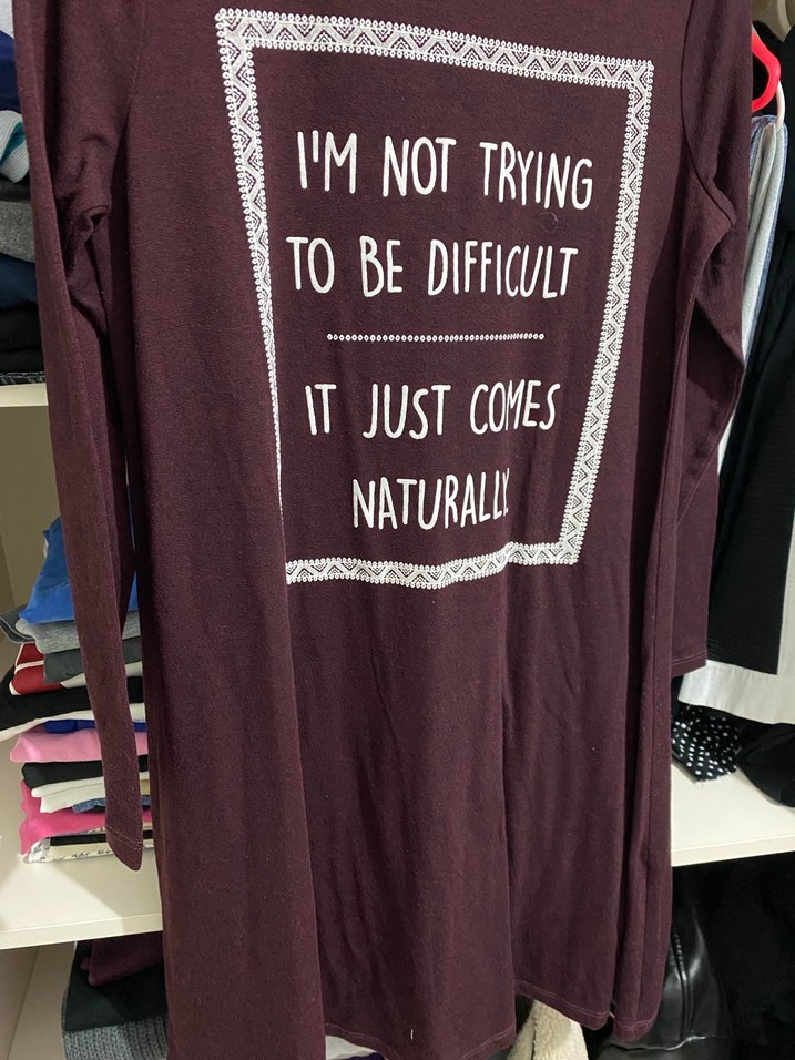 Bordo Baskılı Hamile Uzun Kollu Tişört - Görsel 2