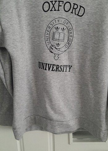 Oxford Baskılı Gri Sweatshirt - Görsel 3