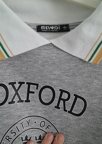 Oxford Baskılı Gri Sweatshirt - Görsel 4