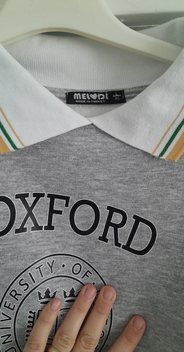 Oxford Baskılı Gri Sweatshirt - Görsel 4