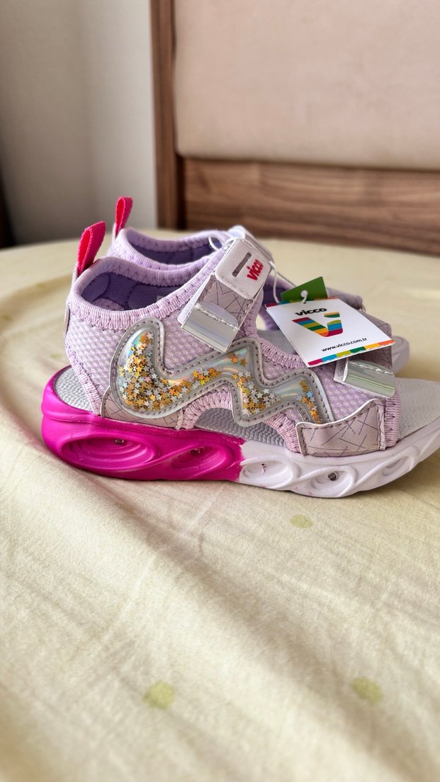 Kız Çocuk Pembe Cırt Cırtlı Spor Sandalet - Görsel 2