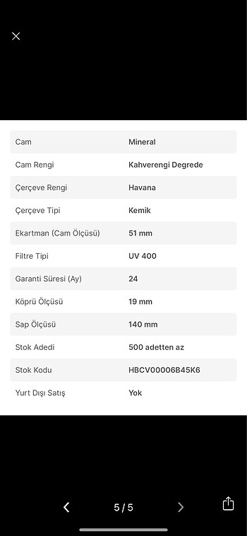 Beden kahverengi Renk Vogue Güneş Gözlüğü