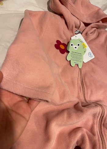 Pembe Kapüşonlu Bebek Kış Tulumu - Görsel 2