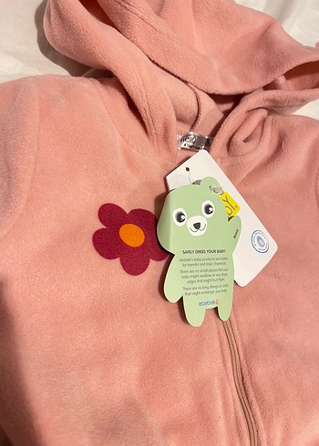 Pembe Kapüşonlu Bebek Kış Tulumu - Görsel 3