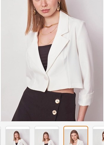 40 Beden beyaz Renk Beyaz Midi Kadın blazer ceket